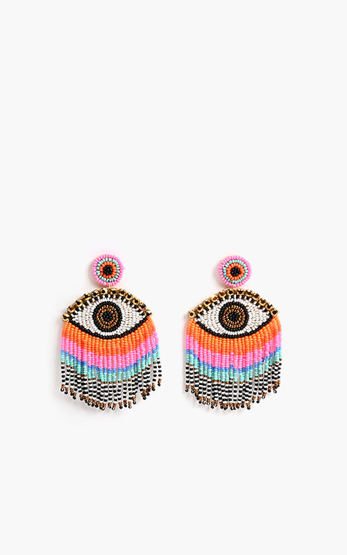 Rainbow Evil Eye Earrings