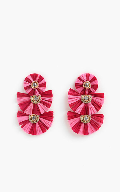 Pink Raffia Earrings