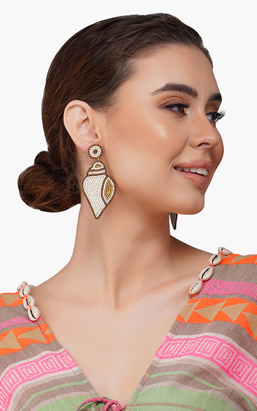 Conch Beaded Earrings