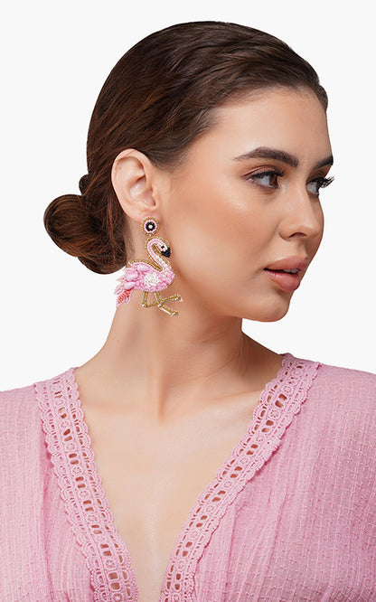 Flamingo Beaded Earrings