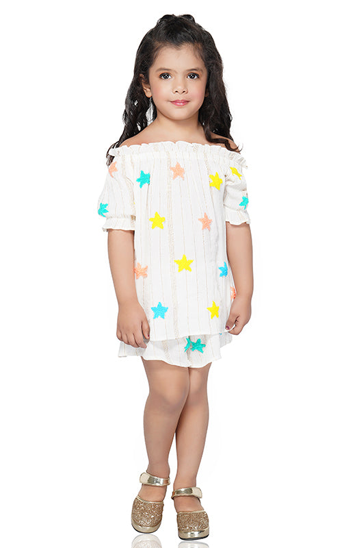 Rainbow Stars Embroidered Shorts  4-7 Years