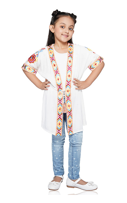 Rosewood Aztec Embroidered Kimono  4-7 Years