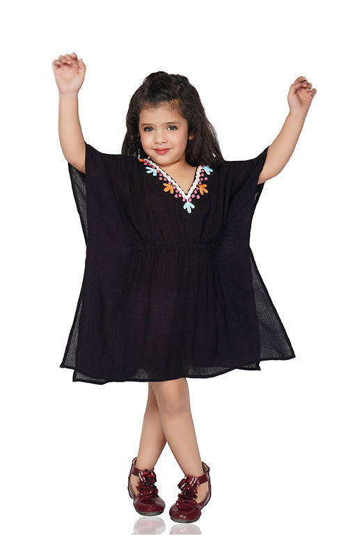 Plum Kitten Embroidered Kaftan  4-7 Years