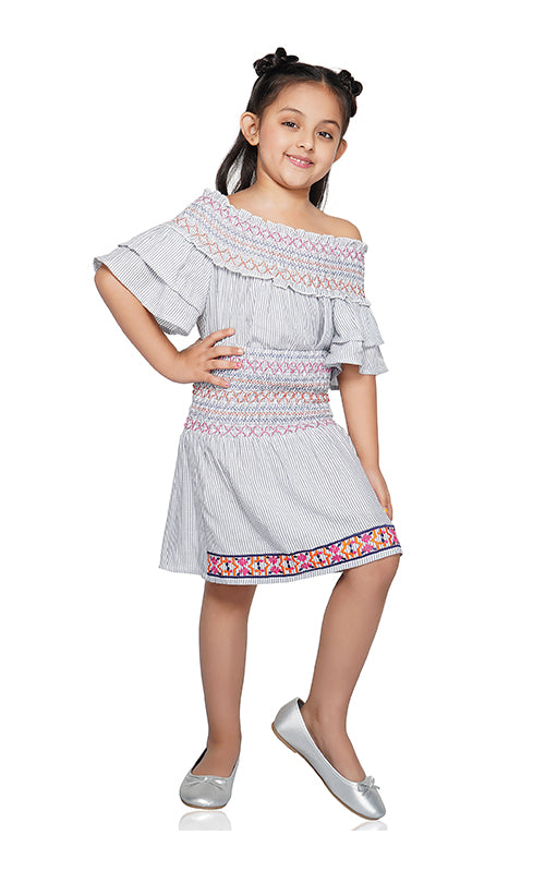 Periwinkle Embroidered Skirt  4-7 Years