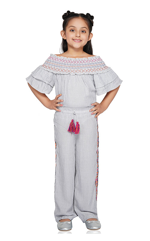 Periwinkle Embroidered Trouser  4-7 Years