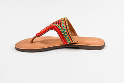 Set of Six Indian-Tribal Fusion Beaded Slider Sandal